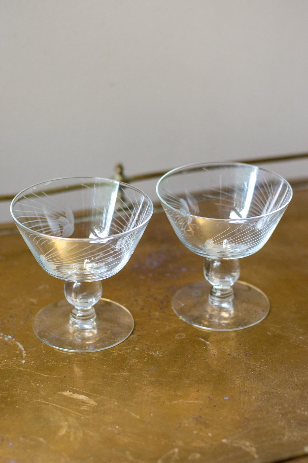 Vintage 1960s Etched Javit Champagne Coupe Glasses - Etsy | Etsy (US)