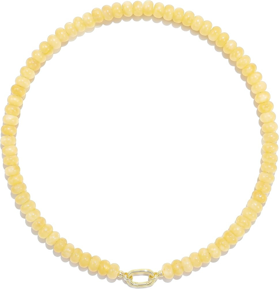 Beaded Gemstone Necklaces for Women Bohemian Colored Choker Natural Stone Bead Summer Beach Handm... | Amazon (US)