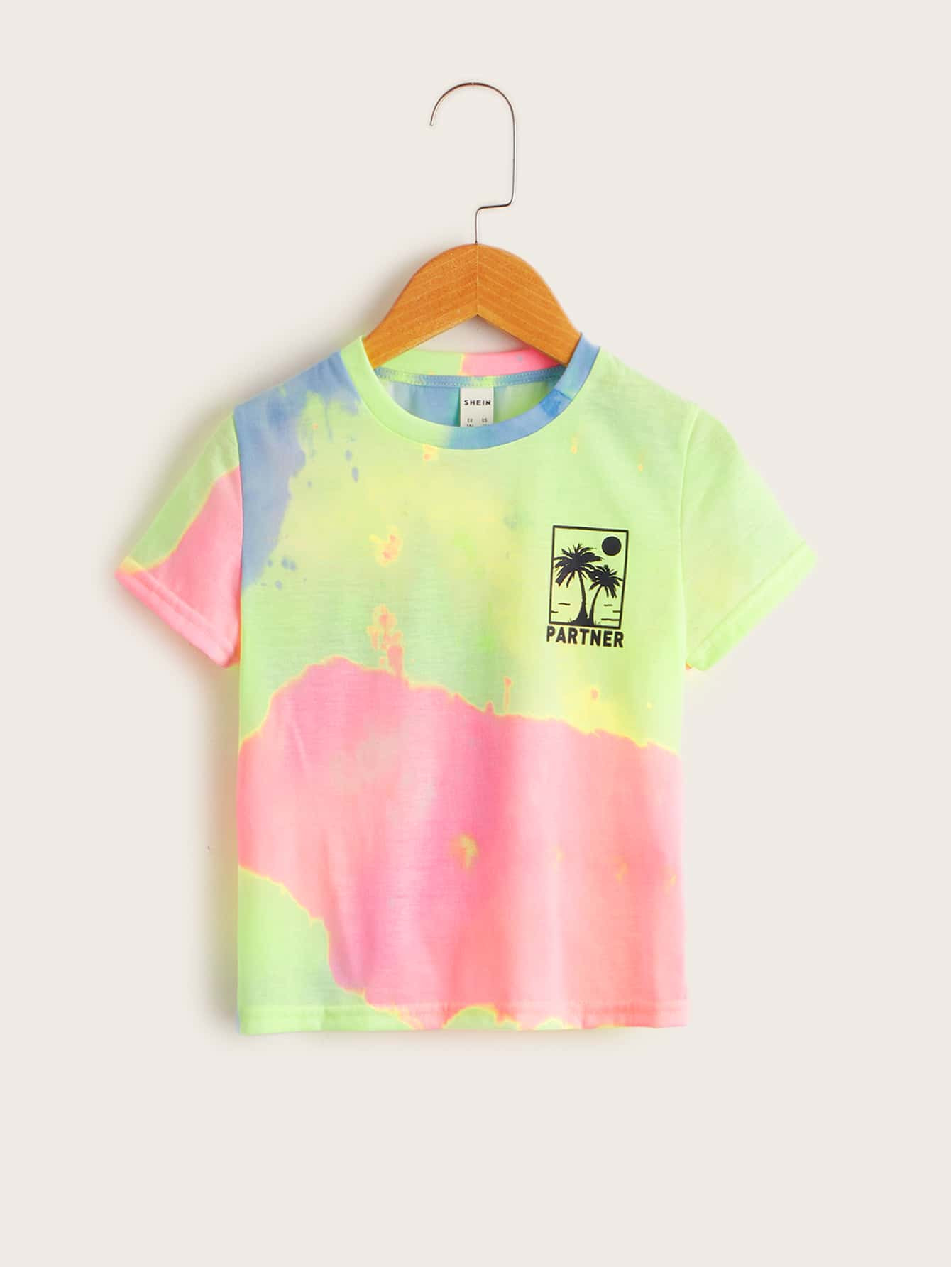 SHEIN Toddler Boys Letter Graphic Tie Dye Tee | SHEIN