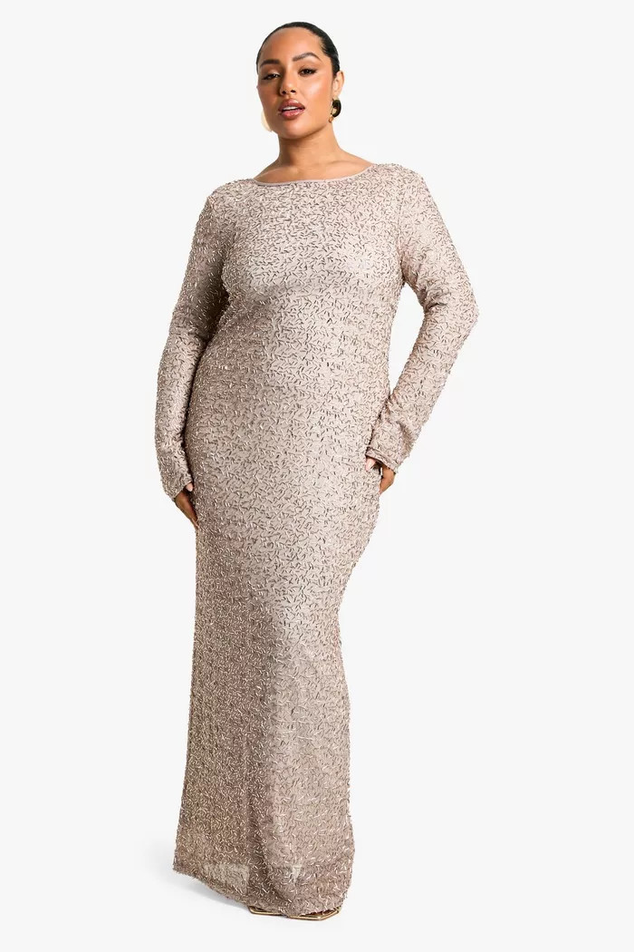 Plus Open Back Hand Embellished Maxi Dress | boohoo (US & Canada)