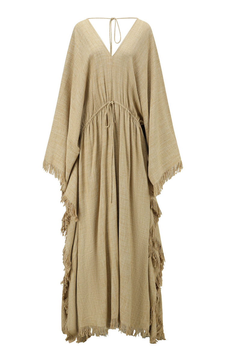 Drawstring Fringe Silk Maxi Dress | Moda Operandi (Global)