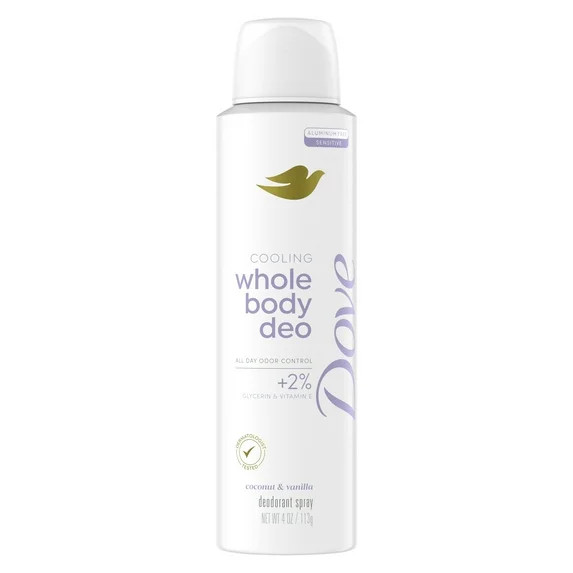 Dove Women's Whole Body Deodorant Spray Invisible Coconut & Vanilla Aluminum Free, 4 oz - Walmart... | Walmart (US)