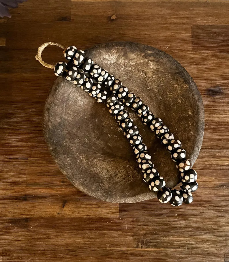 Vintage African Batik Bone Bead Strand - Etsy | Etsy (US)