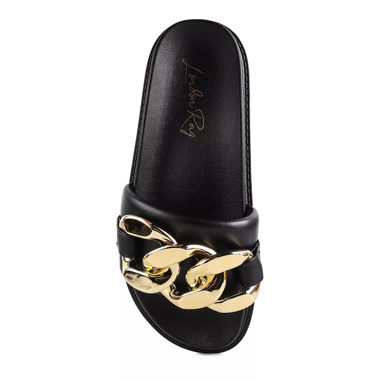 London Rag Women's Onyx Metal Chain Slide Sandals | Kohl's