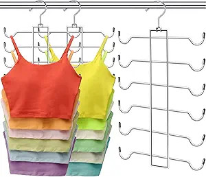 Tank Top Hanger, 6 Tier Space Saving Bra Hangers, Closet Organizers and Storage, Dorm Room Essent... | Amazon (US)