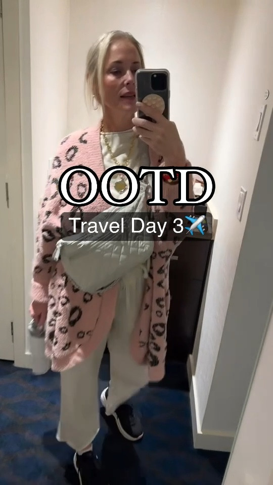 Travel Day 3 and feeling cozy and chic in my Yioaga lounge set from Amazon! ✈️💫 This set is perfect for those long travel days – soft, comfortable, and stylish. Comment below for info! 

I’ve paired it again with my trusty cheetah print cardigan from yesterday for an added pop of personality. And let's not forget my favorite Jennifer Ponson Design 21” necklace, which always elevates my look. 

On my feet, I’m rocking my new Skechers – they’re unbelievably comfortable and machine washable, making them a must-have for any trip. Ready to explore in comfort and style! 🐆💖👟 

Here is the jewelry link, then at check out, put Lauren10 for the coupon code. https://www.jenniferponson.com/discount/Lauren10
If you put Lauren10, then hit “apply” then type in “freeship,” and hit “apply,” you will get free shipping in addition to 10% off 😊

#LTKTravel #LTKShoeCrush #LTKMidsize