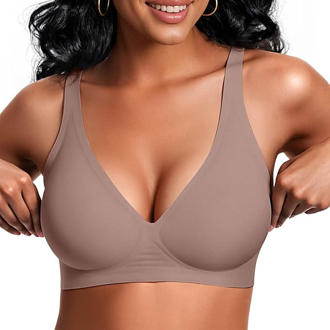 Vertvie Jelly Wireless Bras for Women Push Up Plunge Seamless T-Shirt Bras No Underwire Supportiv... | Amazon (US)