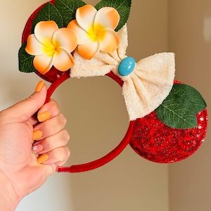 Moanas Ears, Moanas Mickey Ears, Mickey Ears, Hawaiian Flower Mouse Ears, Minnie Ears, Mouse Ears... | Etsy (US)