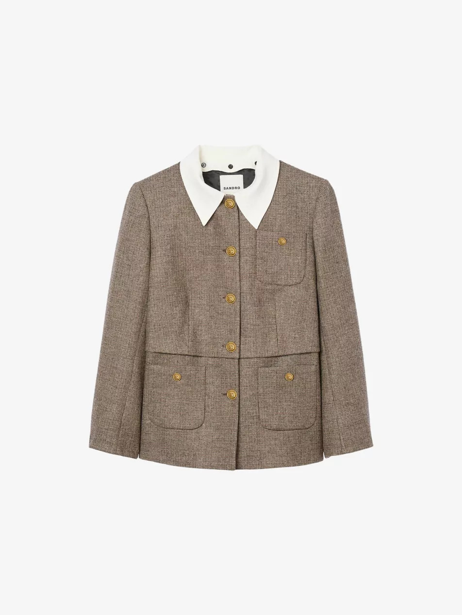 Contrast-Collar Houndstooth Wool-Blend Jacket | Selfridges