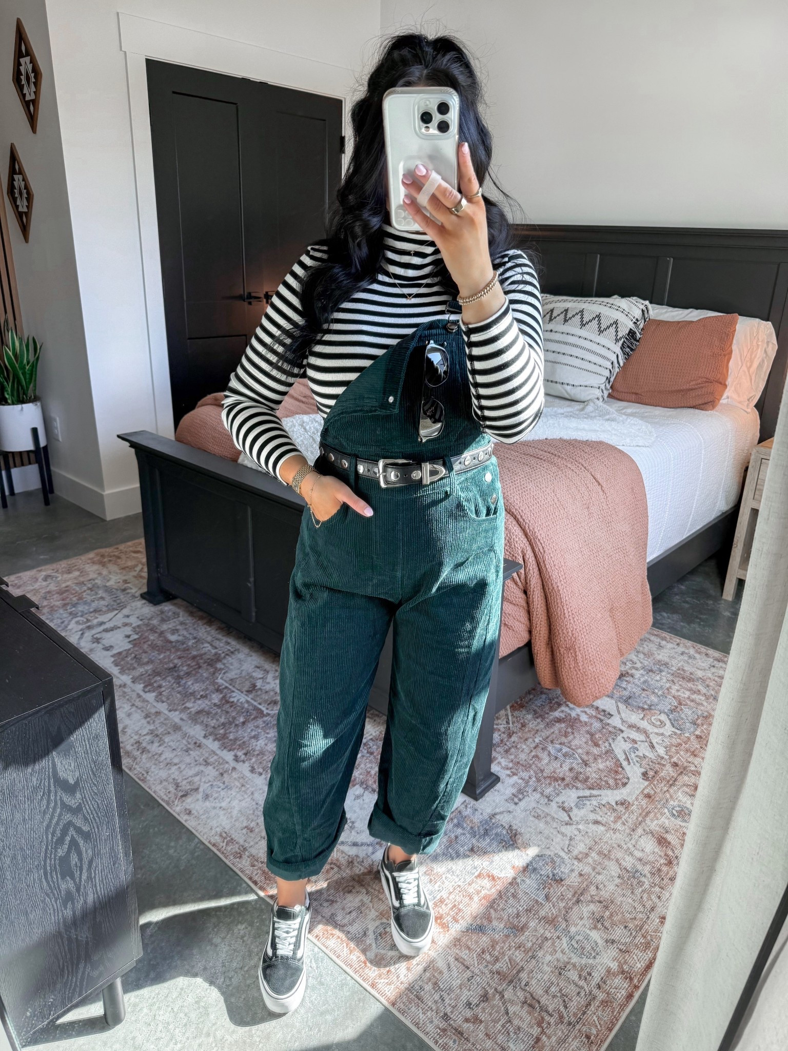 Bump Friendly Overalls Outfit 🖤

Overalls - small
Top - small
Belt - 27-31
Bralette - medium

I love these dark green corduroy overalls! They have a slightly baggier fit, so I still have room for the growing bump. 👏🏼 I layered them over this striped long sleeve top, but once the weather warms up you could just do a basic white tank top! Finished the look with my platform vans, a studded belt to bring in the waist & some amazon sunglasses! It's the perfect casual yet alternative everyday outfit! 



#LTKBump #LTKootd