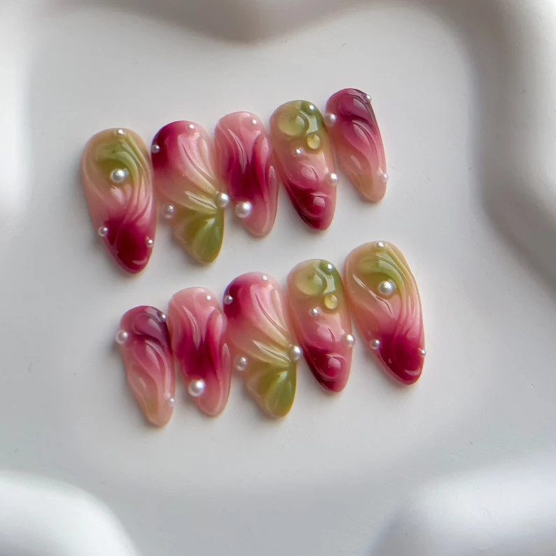 Fairycore 3D Freestyle Nails, Chrome Nails, Press on Nails, Fairycore , Fall Nail Art - Etsy | Etsy (US)