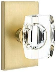 Emtek Passage Set, Modern Rectangle Rosette, Modern Windsor Crystal Knob (Satin Brass) | Amazon (US)