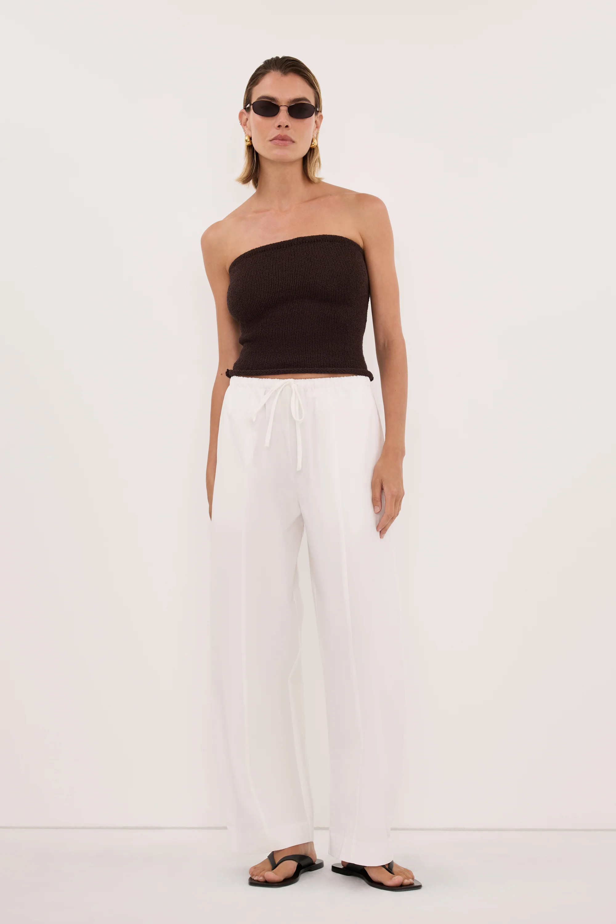 KARA CHOC BANDEAU KNIT TOP | DISSH