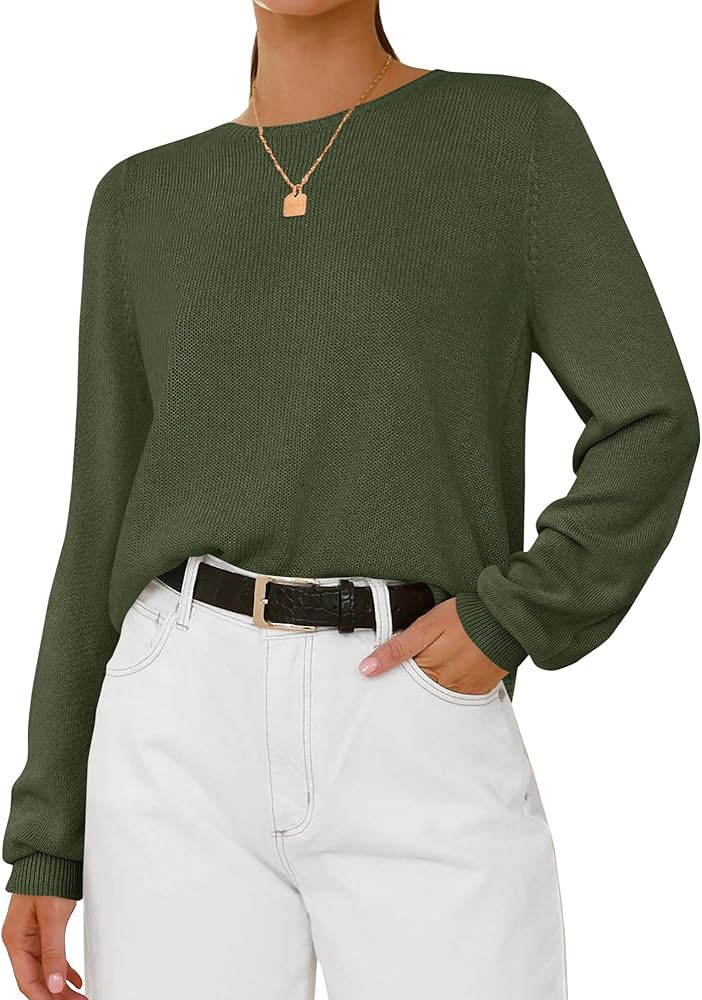BTFBM Womens Long Sleeve Crew Neck Sweaters 2026 Spring Casual Classic Soft Loose Fit Basic Pullo... | Amazon (US)