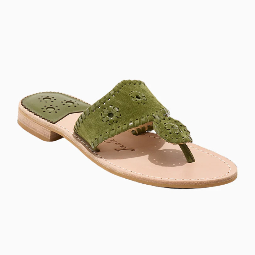 Jack Rogers Jacks Flat Leather Sandal – Olive Green | Jack Rogers