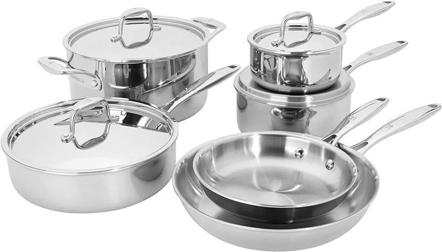Amazon.com: HENCKELS Clad Impulse 10-pc 3-Ply Stainless Steel Pots and Pans Set, Cookware Set, Fr... | Amazon (US)