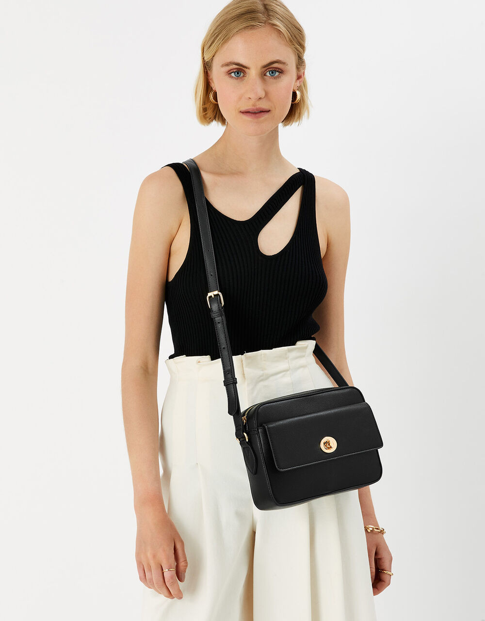 Boxy Twist-Lock Cross-Body Bag | Accessorize (Global)