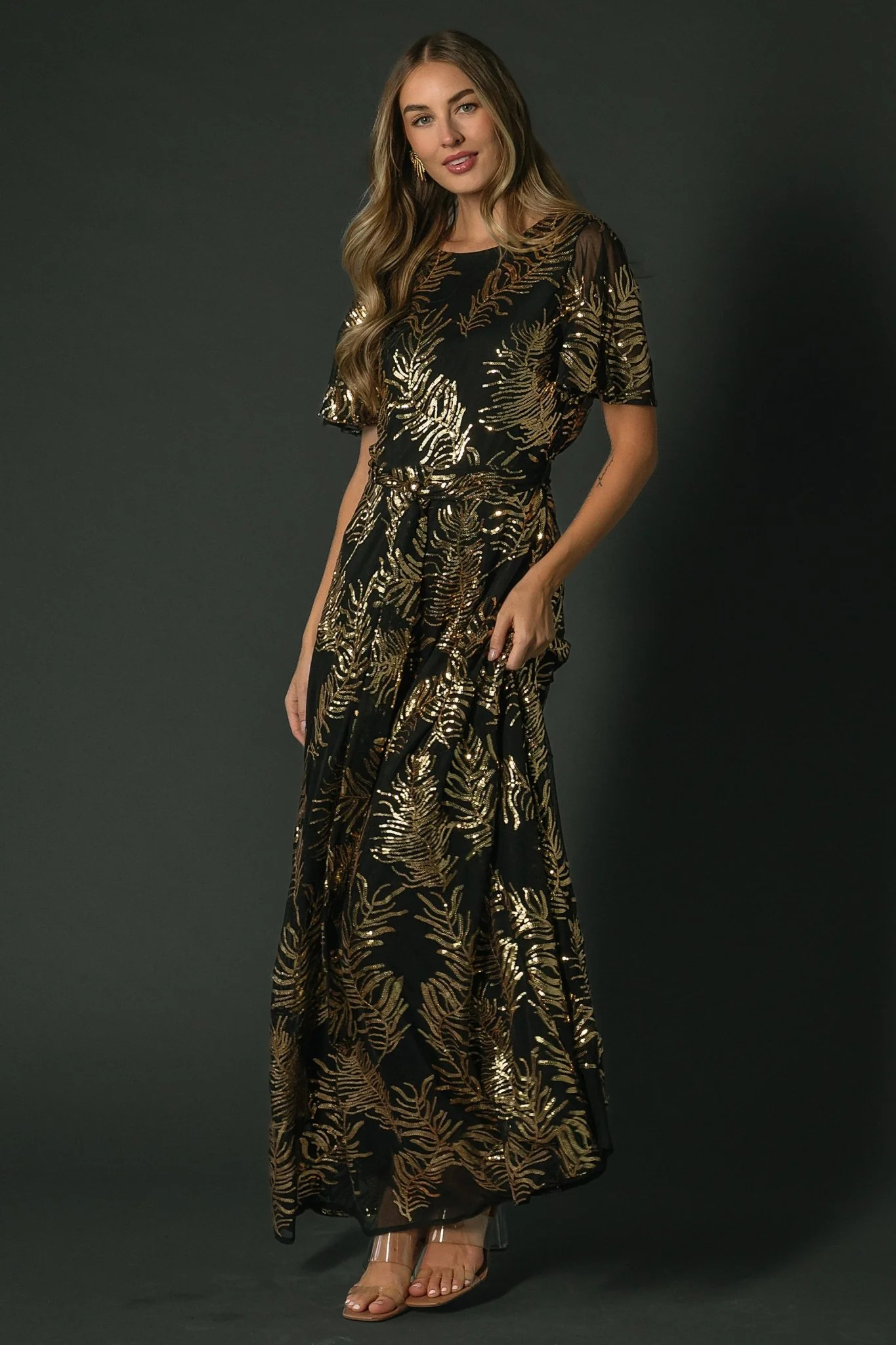 Muse Sequin Maxi Dress | Black + Gold | Baltic Born