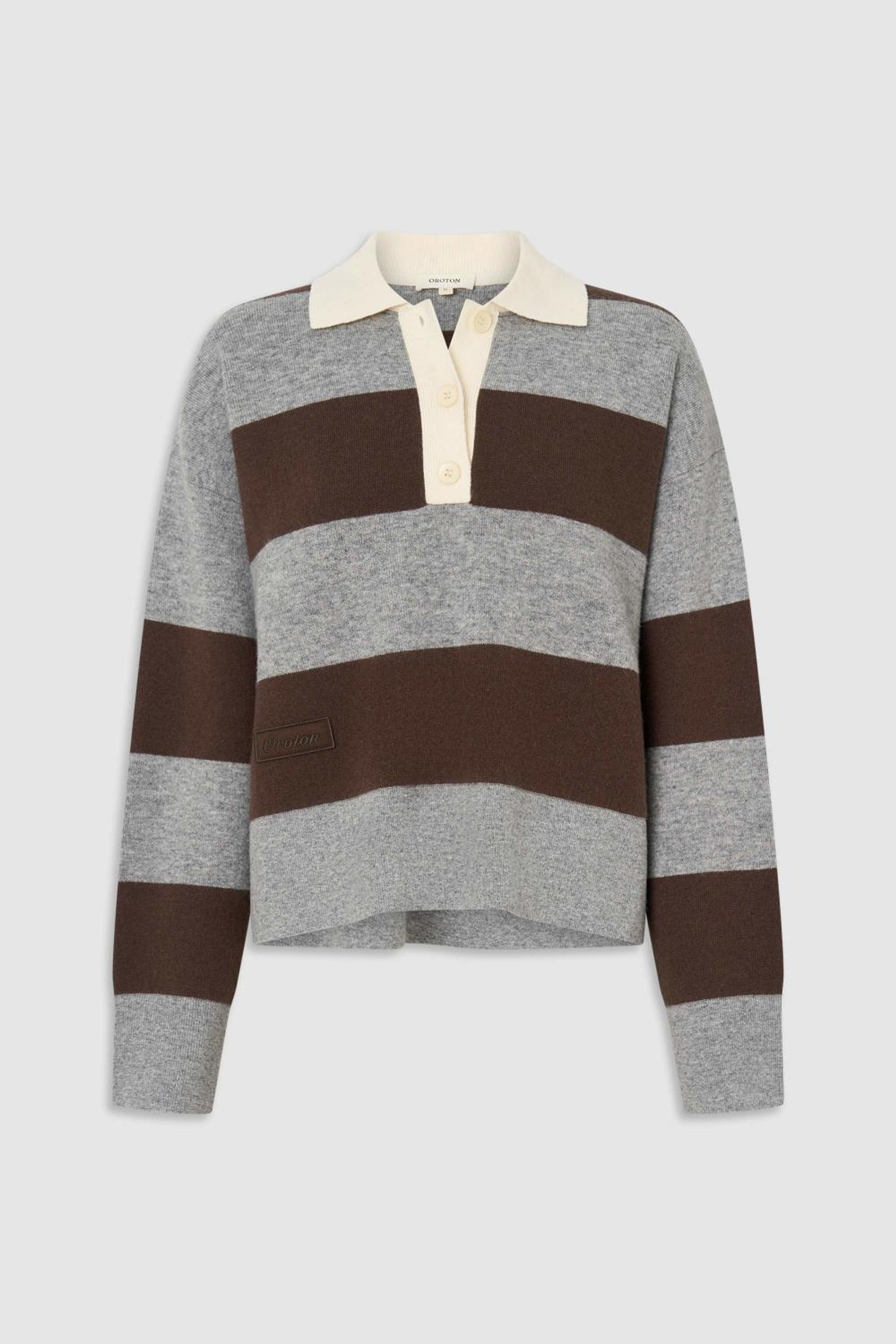 STRIPE RUGBY KNIT Grey Marle | Oroton