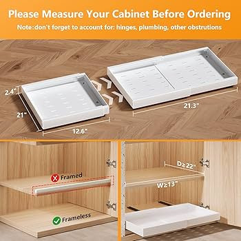 Pull Out Cabinet Organizer 21" Deep Heavy Duty Expandable(12.6"-21.3") Slide Out Drawers for Kitc... | Amazon (US)