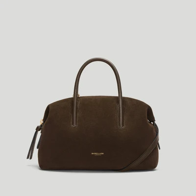 DeMellier The Small Stockholm in Mocha Suede Leather Top handle bag | DeMellier