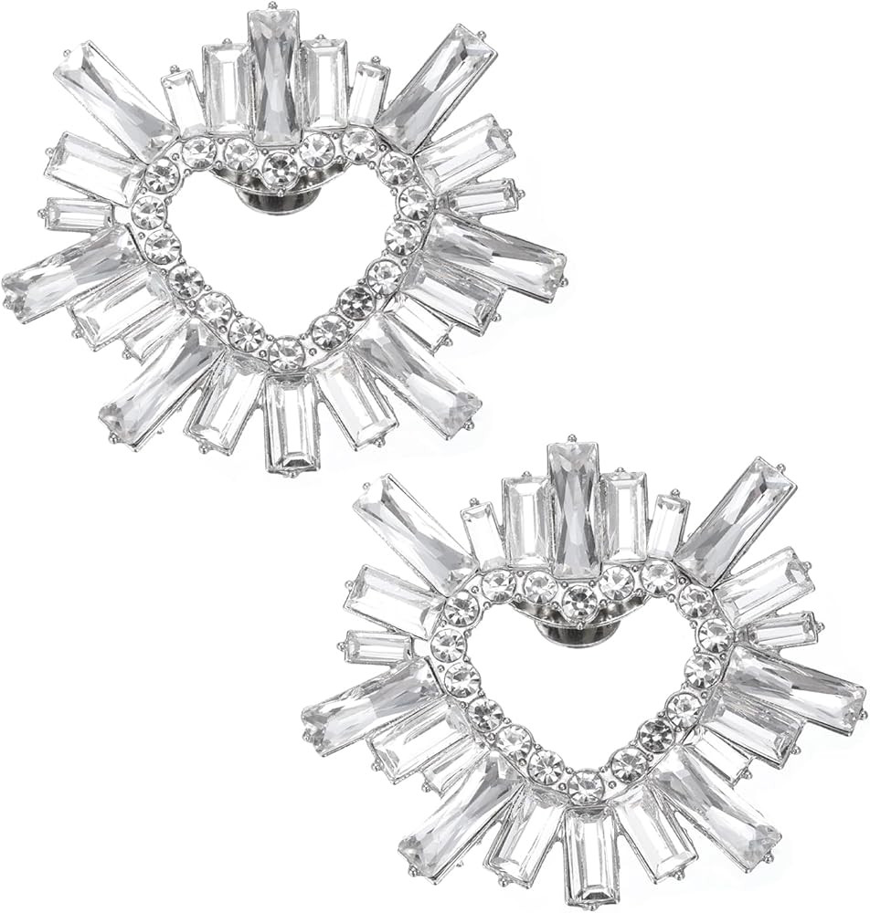uxcell 2pcs Rhinestone Shoe Clips Detachable Heart Shape Shoes Charm Buckles Accessories for Wome... | Amazon (US)