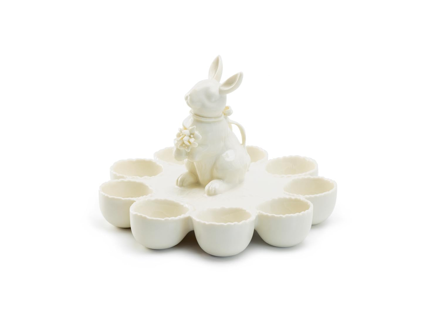 Bunny Figurine Fine Porcelain Egg Basket Tray Easter Spring, Regular, White | Amazon (US)