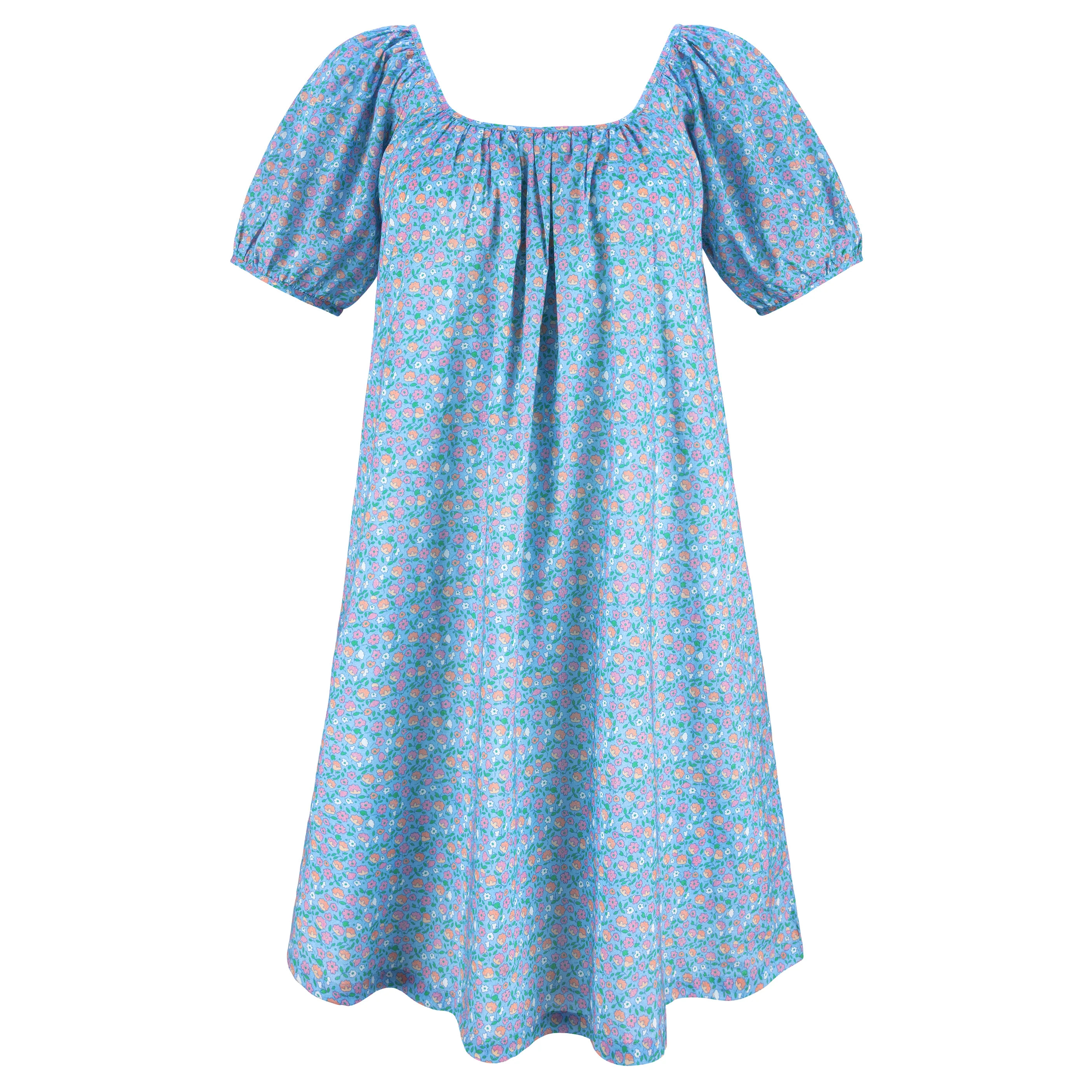 minnow x j.crew women's buttercup short sleeve gathered square neckline dress | minnow