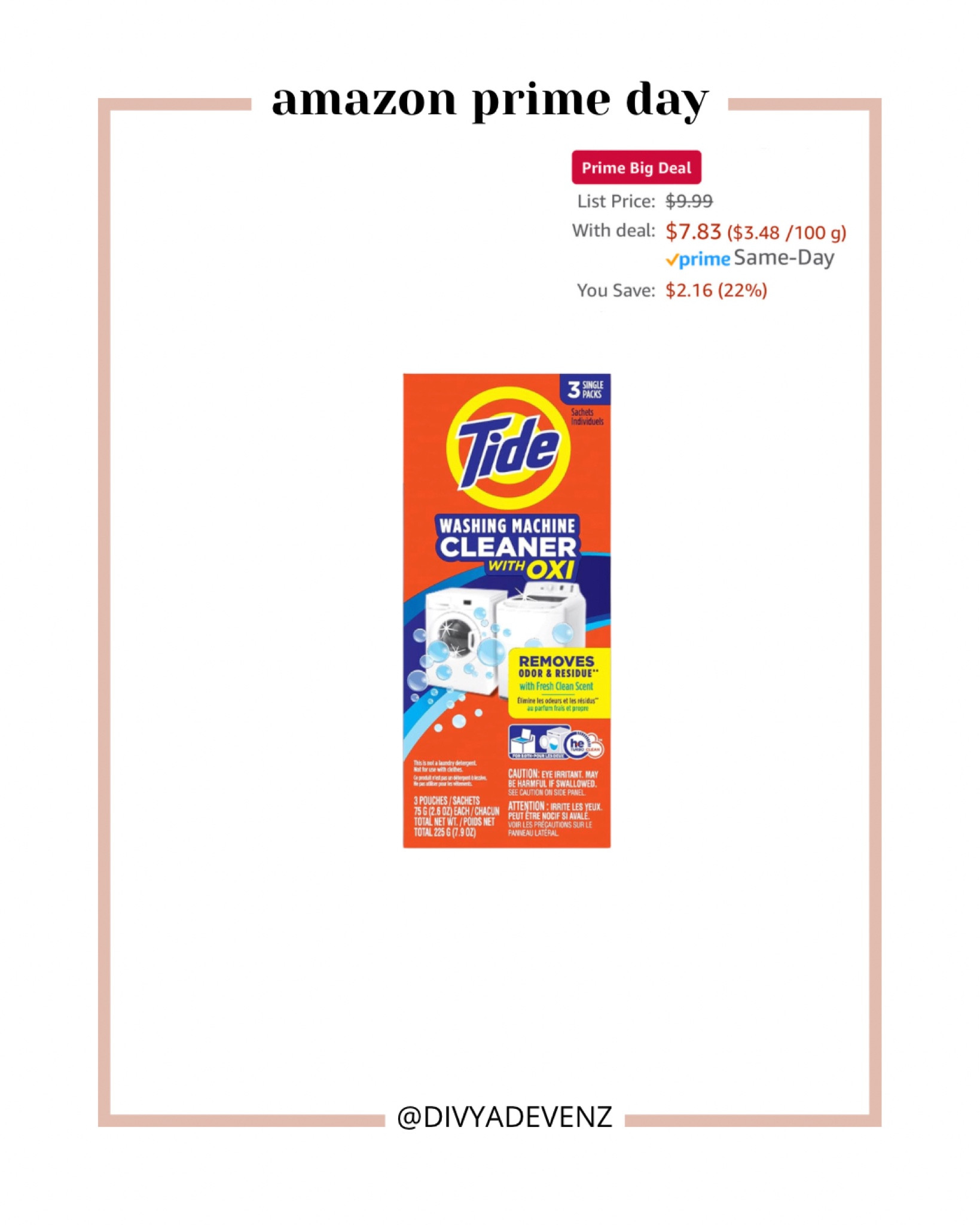 Tide Washing Machine Cleaner - 5 pack, 2.6 oz pouches