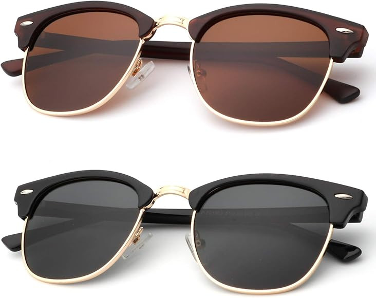 Polarized Sunglasses for Men and Women Semi-Rimless Frame Driving Sun glasses 100% UV Blocking | Amazon (US)