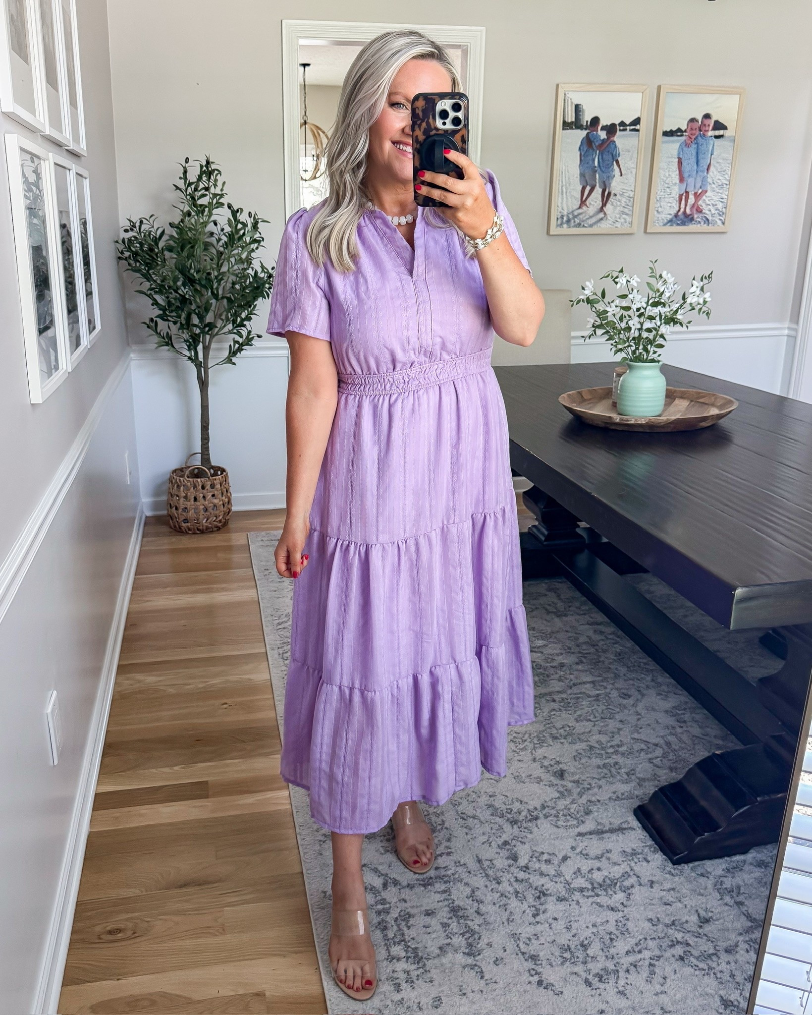 This lavender dress is so pretty for spring and summer events. Lightweight, flattering, and easy to dress up with heels or keep casual with sandals.

lavender dress, spring dress, summer dress outfit, wedding guest dress, baby shower outfit, easter dress, feminine style, midi dress outfit, casual chic fashion, affordable dress find, spring fashion inspo, vacation dress, summer event outfit, lovelylifestyling

#LTKootd #LTKSeasonal #LTKOver40