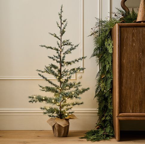 Pre-Lit Faux Blue Spruce Tree w/ Burlap Base | West Elm (US)