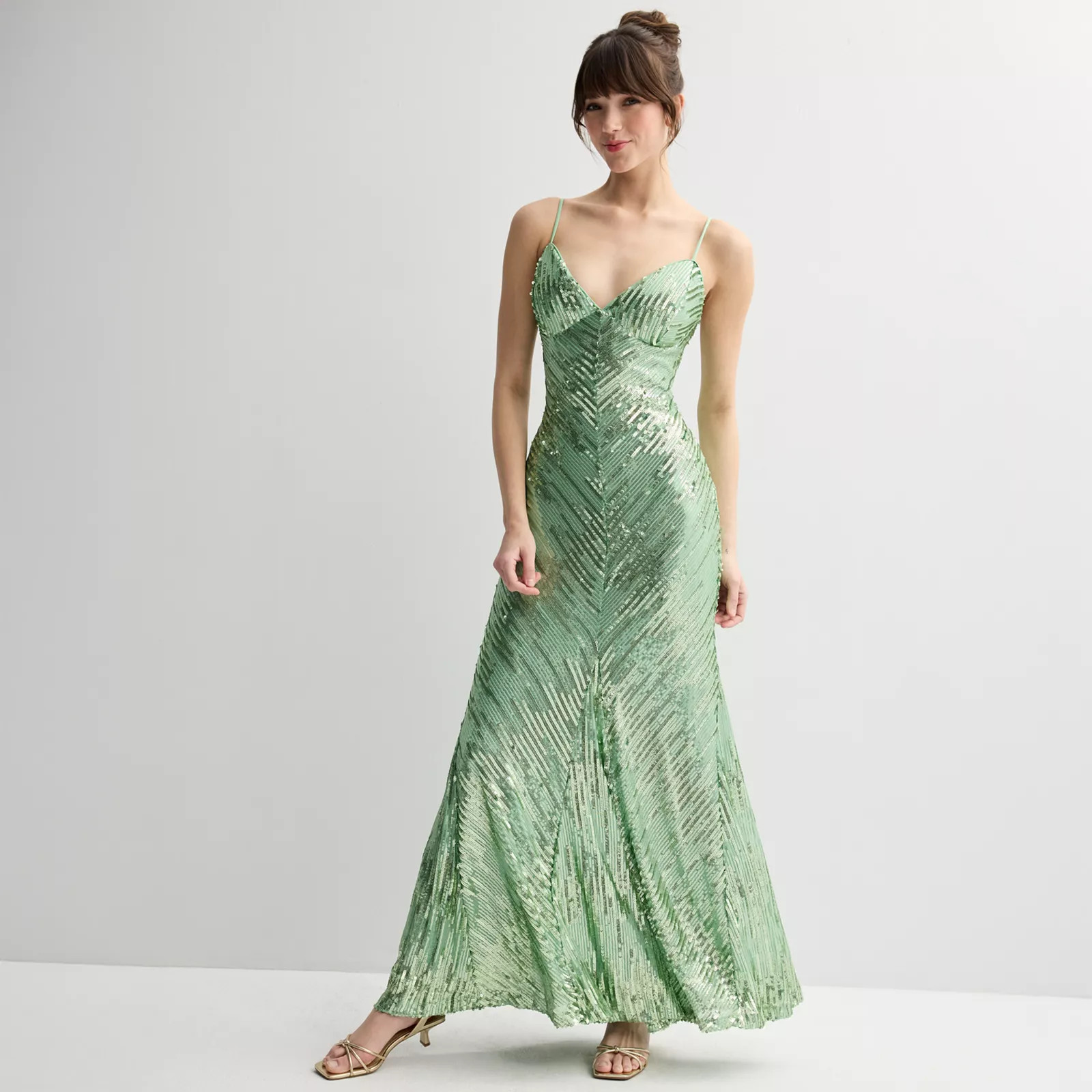 Juniors' Violet Weekend Sequined Strappy Gown, Girl's, Size: 7-8, Green | Kohl's