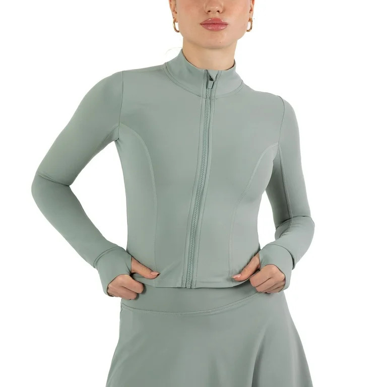 YITTY Active Women's UltraLuxe Cropped Full Zip Jacket, Athleisure, 4-Way-Stretch, Thumbholes, Sa... | Walmart (US)