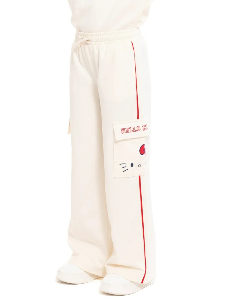 Wonder Nation Hello Kitty Girls Graphic Fleece Cargo Pants, Sizes 4-18 | Walmart (US)