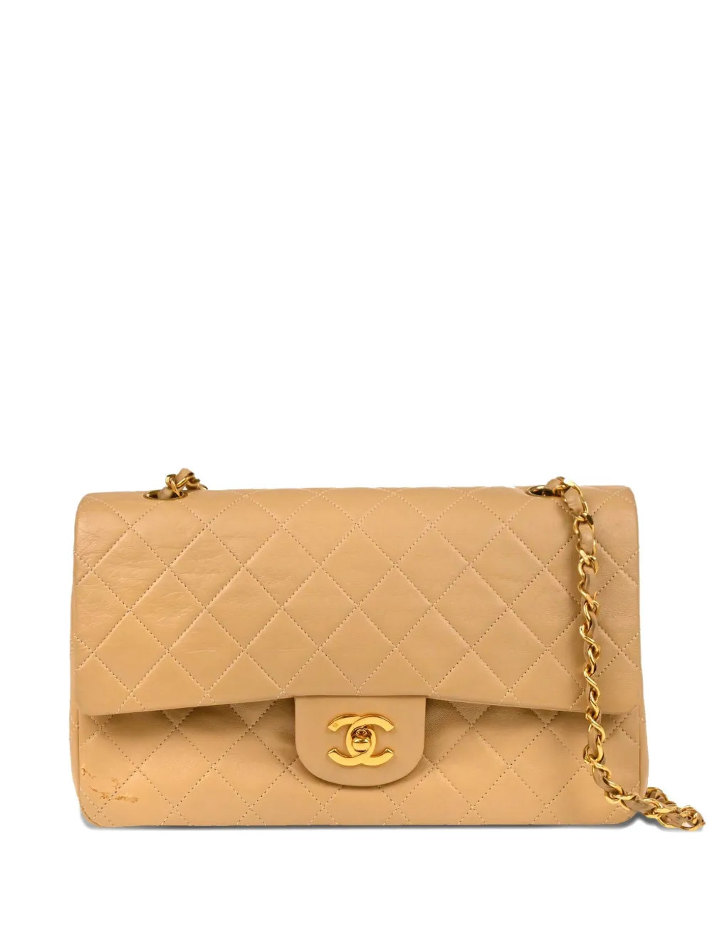 CHANEL Pre-Owned 1990 Double Flap matelassé-quilted lambskin shoulder bag - Neutrals | Farfetch Global