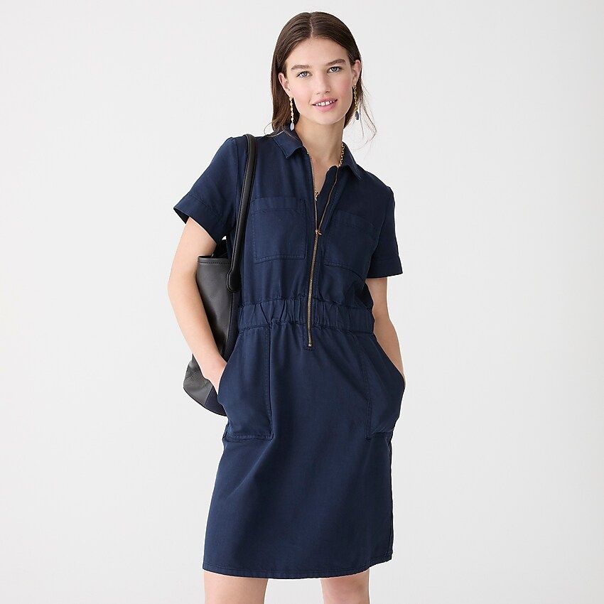 Zip-front chino dress | J.Crew US