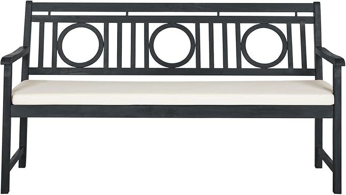 Safavieh PAT6736K Outdoor Collection Montclair Grey 3 Seat Bench, Dark Slate Gray/Beige | Amazon (US)
