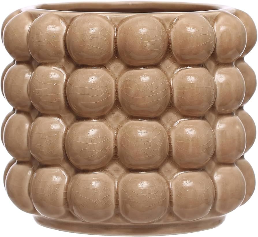 Creative Co-Op 6 Inches Round Stoneware Raised Dots, Holds 4 Inches Pot, Tan Planter | Amazon (US)