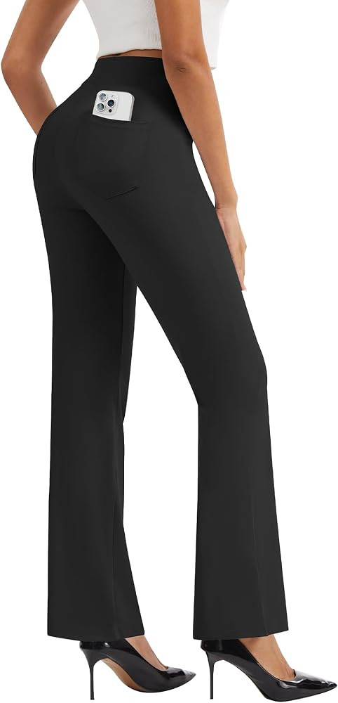 AVAMO Womens Dress Pants Straight Leg Pull On Stretchy Work Pants Slacks | Amazon (US)