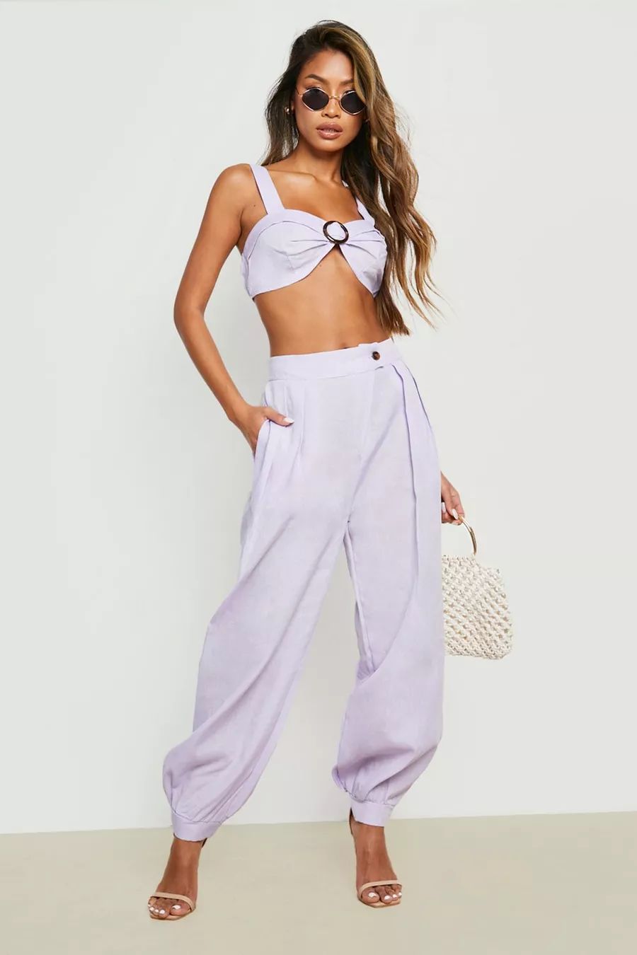 Linen Look Relaxed Fit Trousers | Boohoo.com (US & CA)