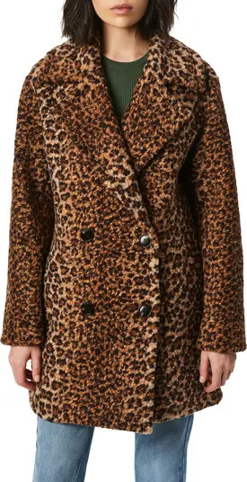 Animal Print Double Breasted Bouclé Coat | Nordstrom