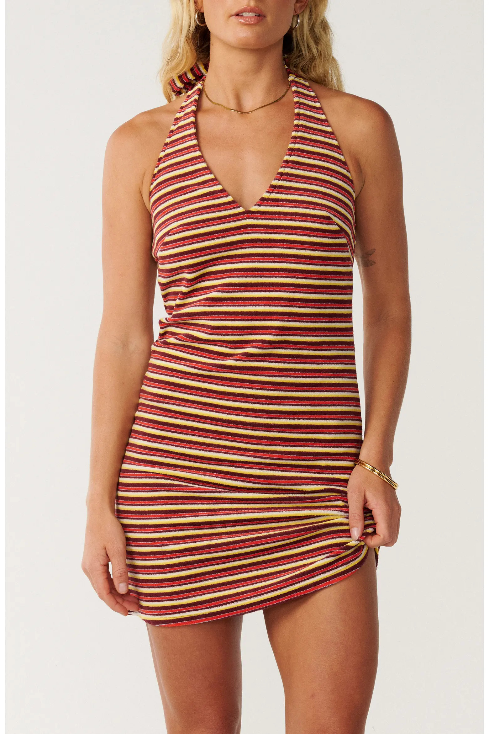 Swell Stripe Terry Halter Minidress (Women) | Nordstrom | Nordstrom