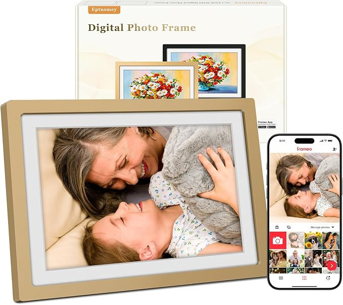 Frameo Digital Photo Frame WiFi Champagne Gold Frame 10.1 Inch Picture Frame with 1280x800 HD IPS... | Amazon (US)