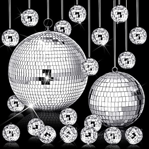 WILLBOND 17 Pack Large Christmas Disco Ball Hanging Disco Ball Small Mirror Disco Balls Decorations for Party Xmas Festivals Decor Decoration (8 Inch, 6 Inch, 1.2 Inch) | Amazon (US)