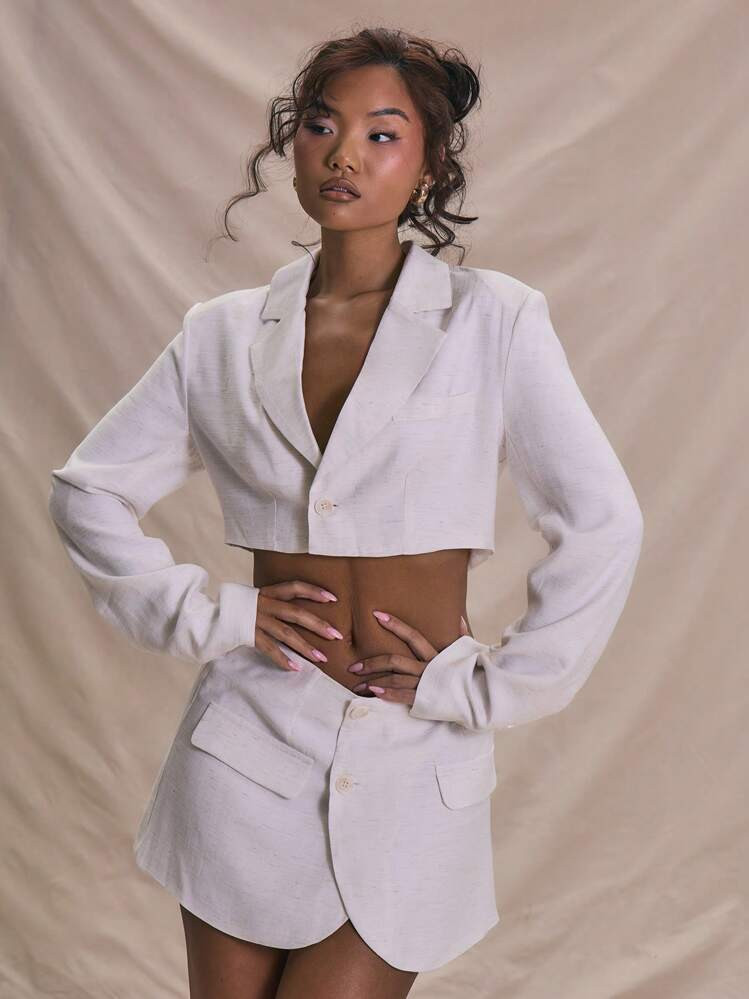 MUSERA Cropped Oversized Woven Blazer Spring Summer Cute Smart Casual Only Elegant Business Casual Summer Spring Vacation Graduation Prom Wedding Guest Birthday | SHEIN