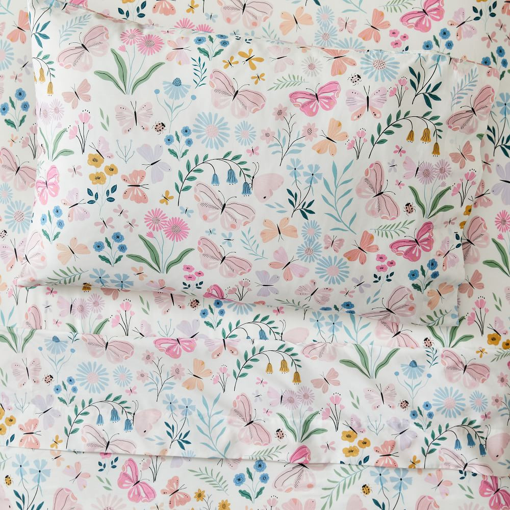Wildflower Butterfly Sheet Set, Pink Multi, Twin | West Elm (US)