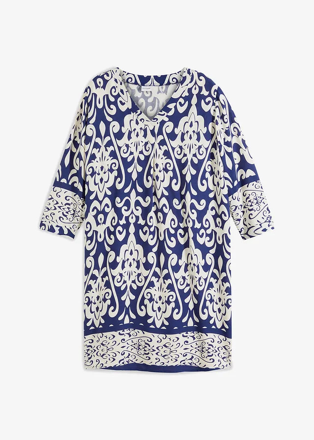 Tuniekjurk van soepele viscose donkerblauw/crème gedessineerd | Bonprix NL (Influencer)