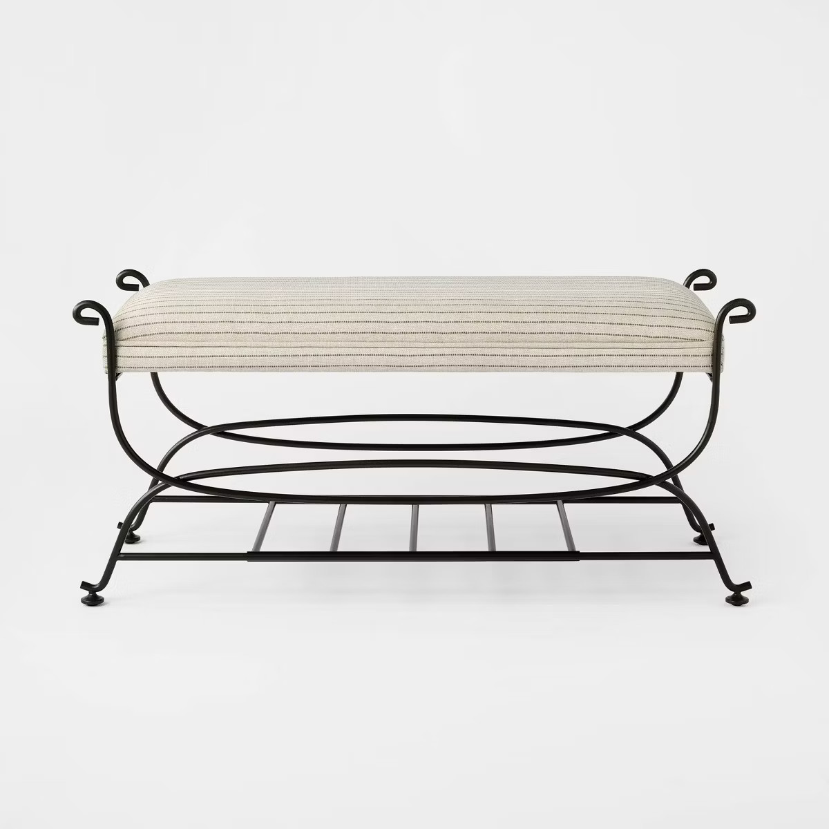 Metal Bench Brown Metal Performance Stripe Fabric Brown Metal - Threshold™ designed with Studio... | Target
