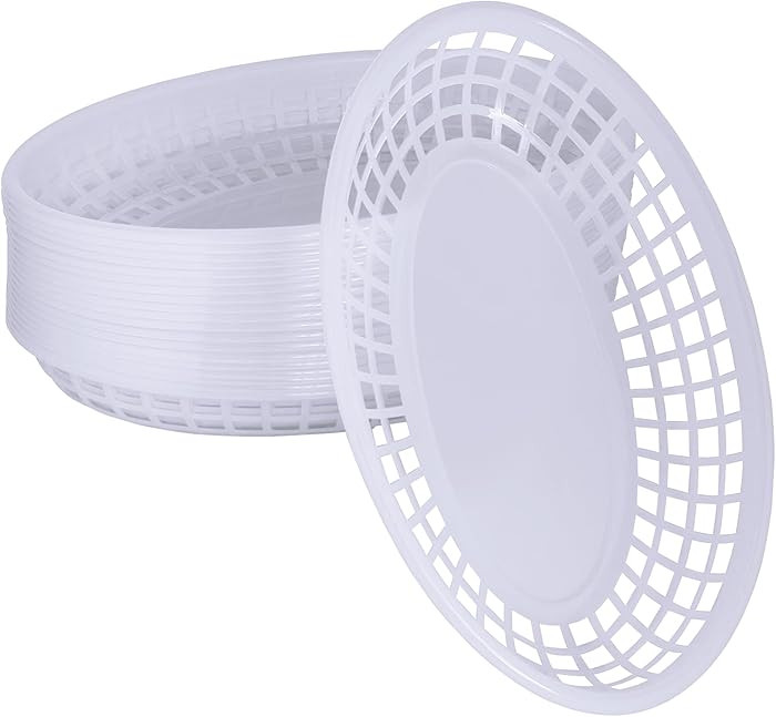 20 Pack Plastic Fast Food Baskets, 8.8" × 5.5" Small Oval Restaurant Serving Baskets Tray for Bu... | Amazon (US)